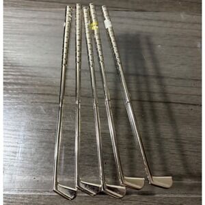 Vintage Silver Tone Golf Club Cocktail Stir Sticks Swizzle Sticks- Set of 5